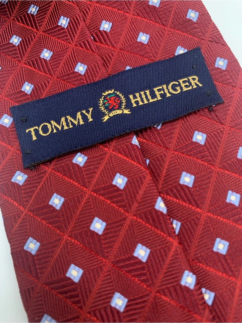 TOMMY HILFIGER Men's Burgundy Geometric Silk Tie